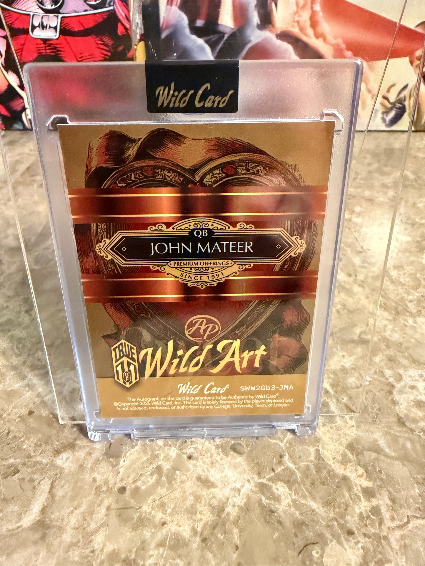 John Mateer 2026 Wild Card Wild Art 1/1 Gold Vinyl Auto