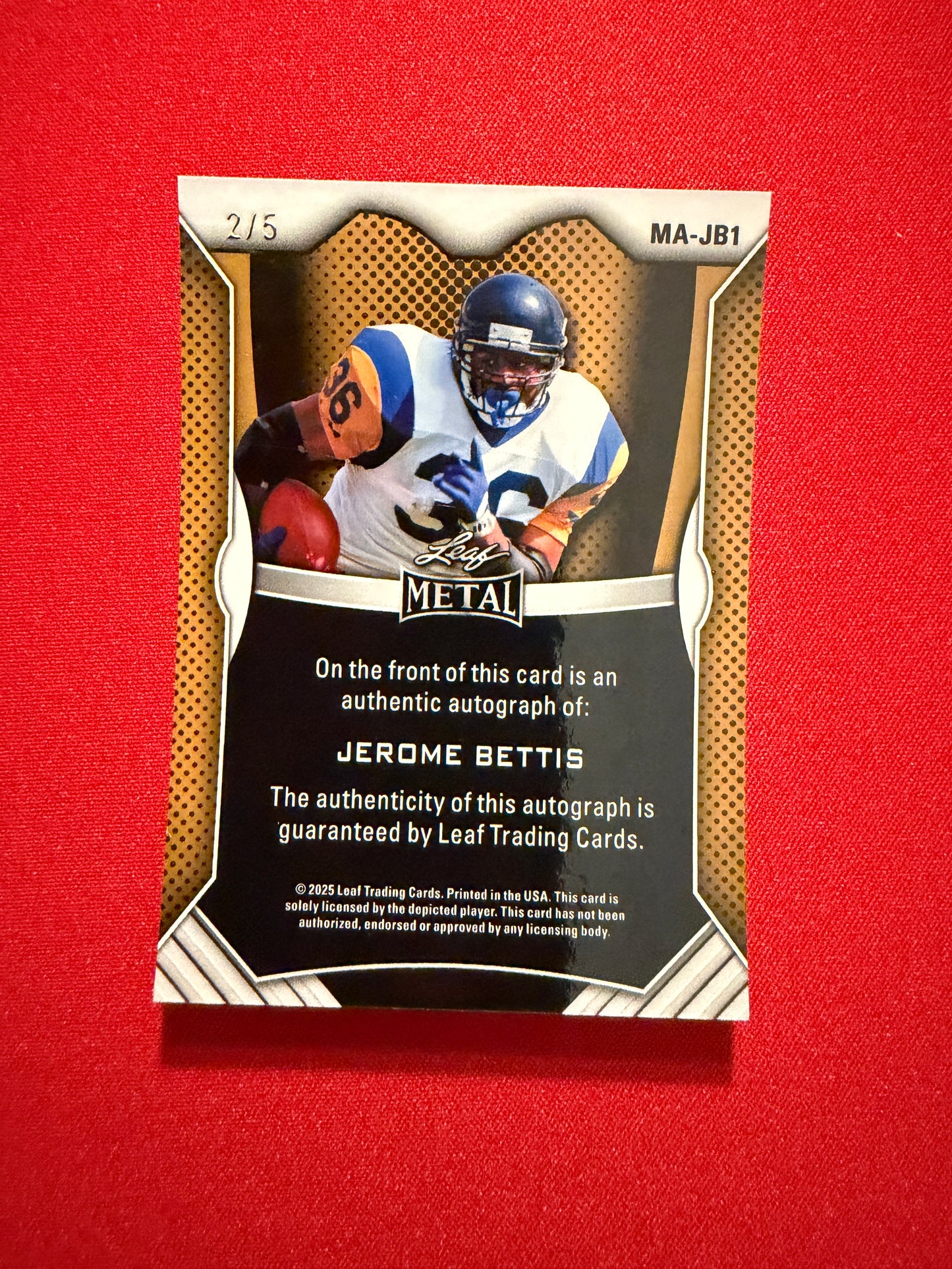 2026 Leaf Metal Jerome Bettis On-Card Auto Pink /5