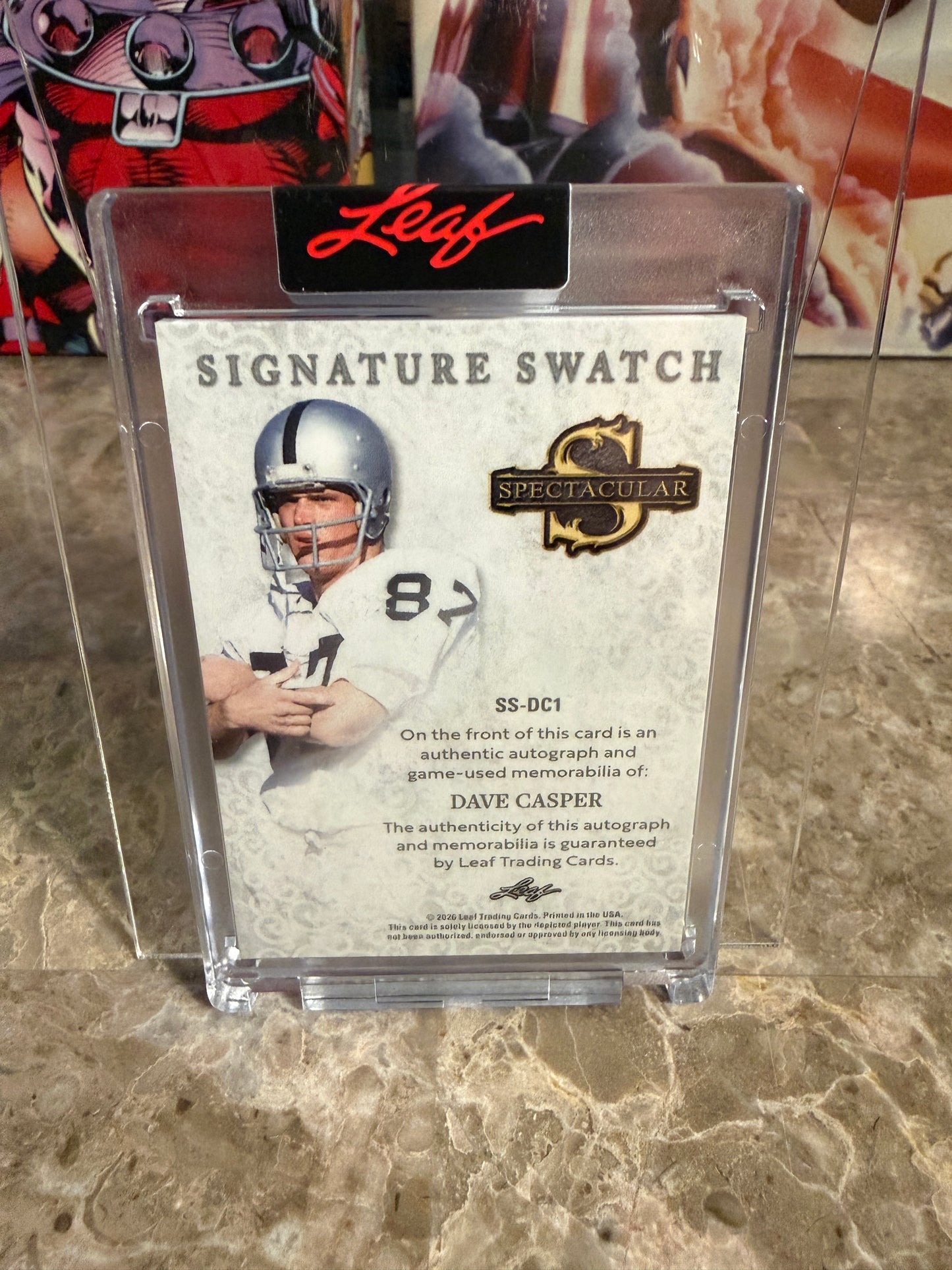 2026 Leaf Spectacular Football Signature Swatch Dave Casper Clean /15