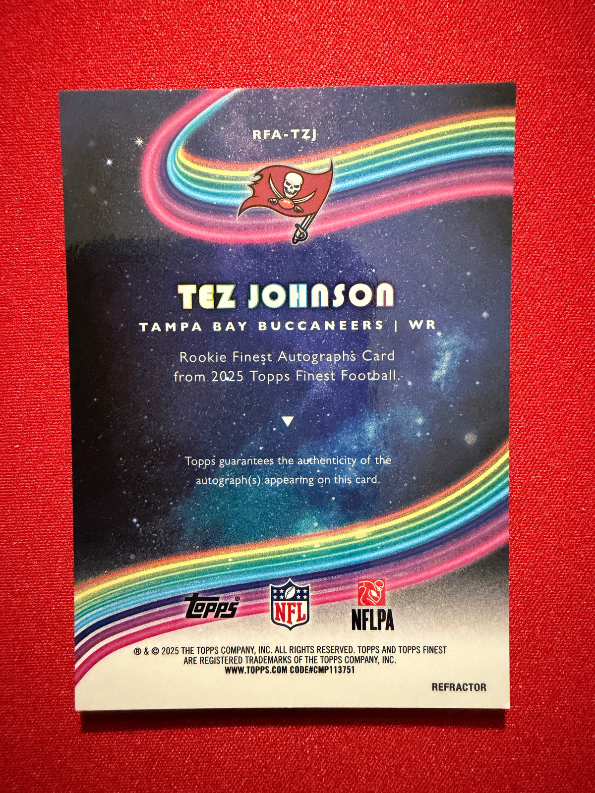 2025 Topps Finest Football Tez Johnson Rookie Finest Auto RFA-TZJ