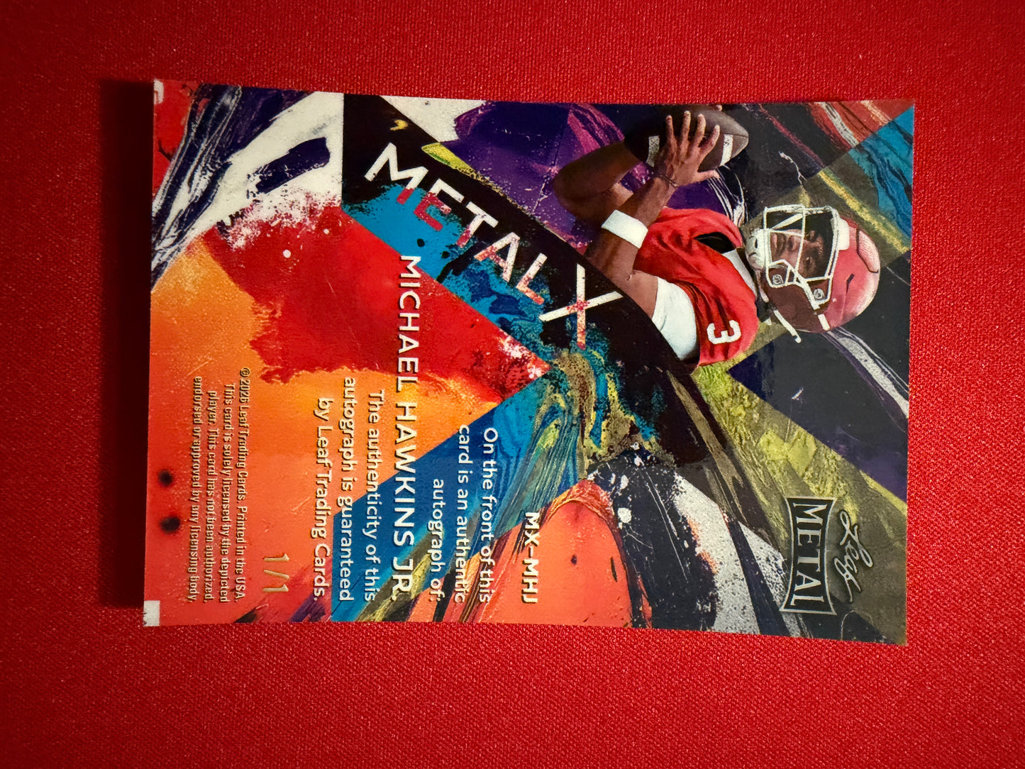 Michael Hawkins Jr. 2026 Leaf Metal Football Metal X Black Prismatic 1/1