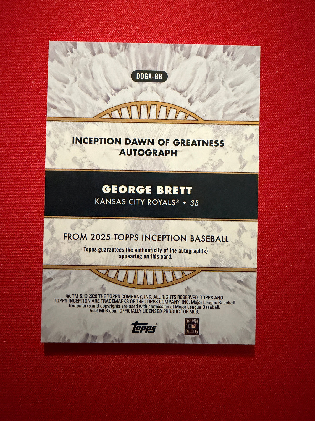 2025 Topps Inception George Brett Dawn of Greatness Auto /49