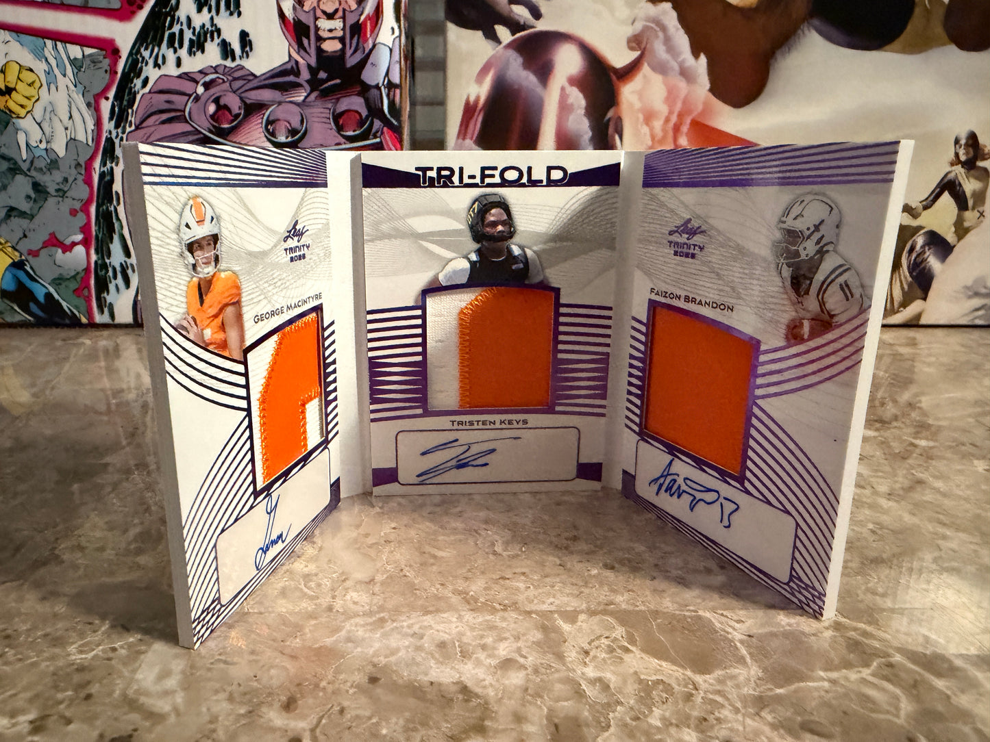 Faizon Brandon MacIntyre Keys 2026 Leaf Trinity Tri-Fold Triple Patch Auto Tennessee 1/6