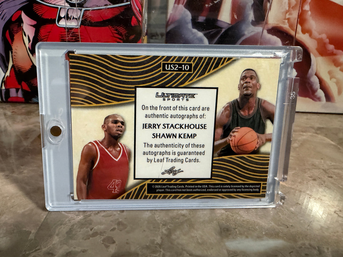 Jerry Stackhouse Shawn Kemp 2026 Leaf Ultimate Sports Ultimate Signatures 2 Bronze /20