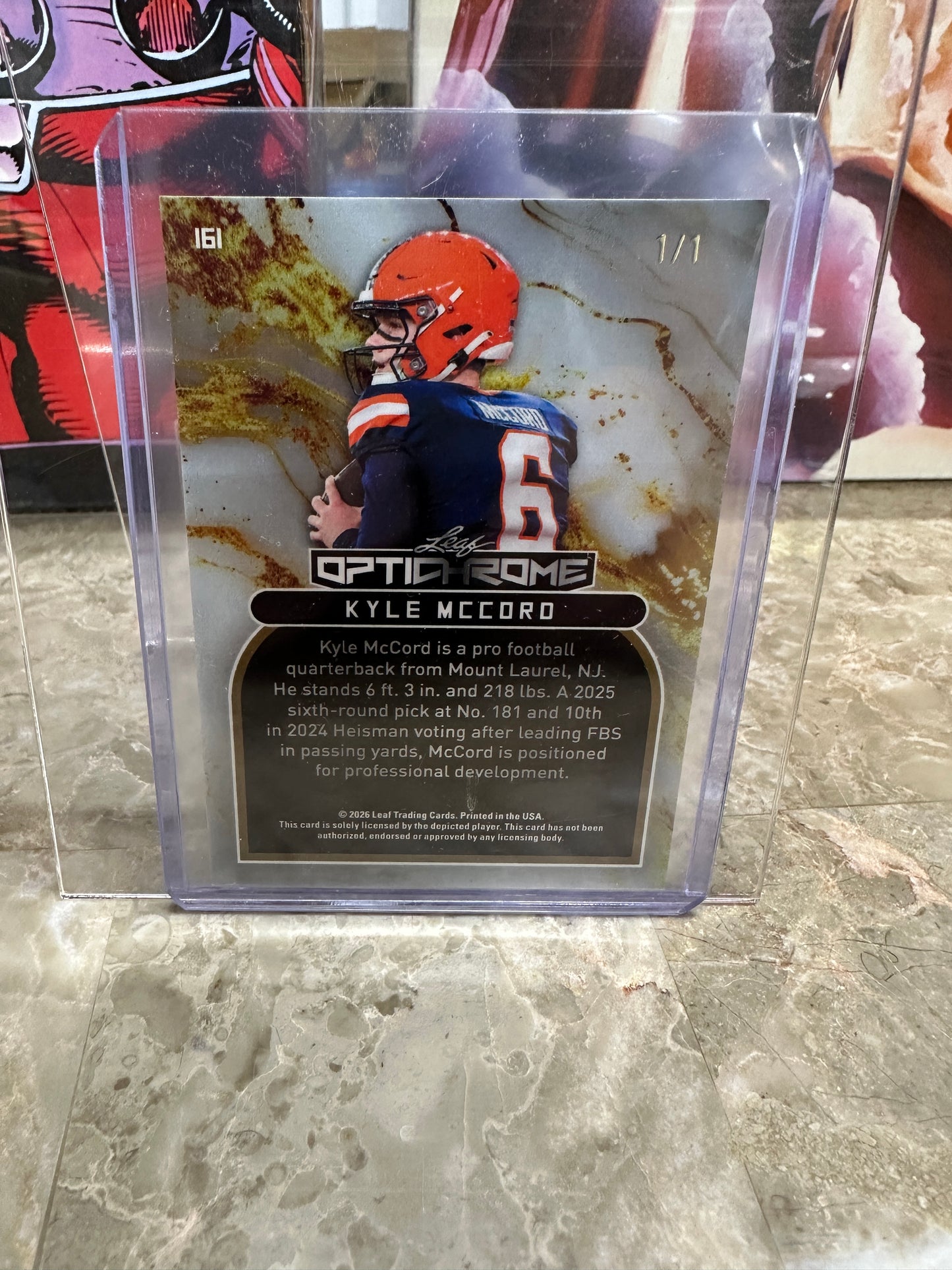 2026 Leaf Optichrome KYLE McCORD Blue Prismatic 1/1 Syracuse Record Holder