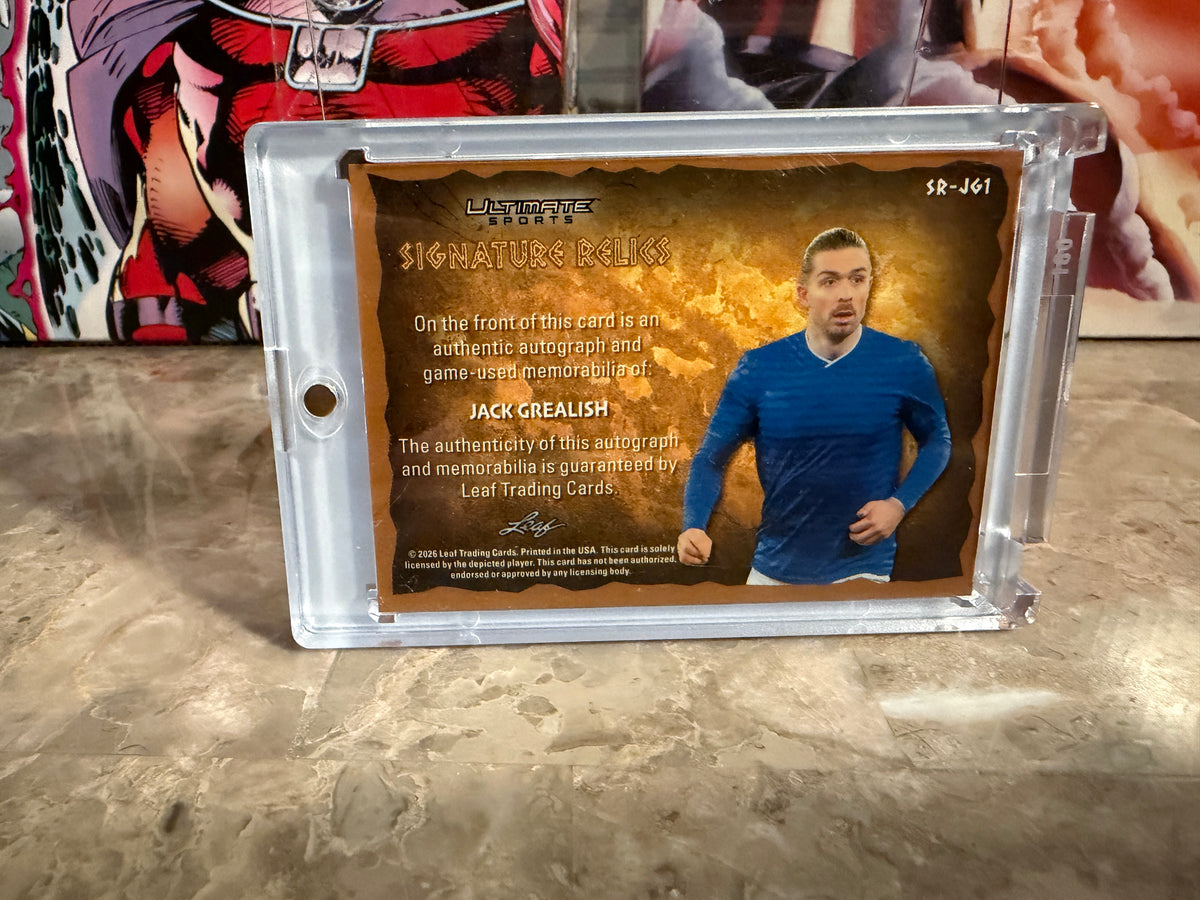 Jack Grealish 2026 Leaf Ultimate Sports Signature Relics Game-Used 8/8 Bookend
