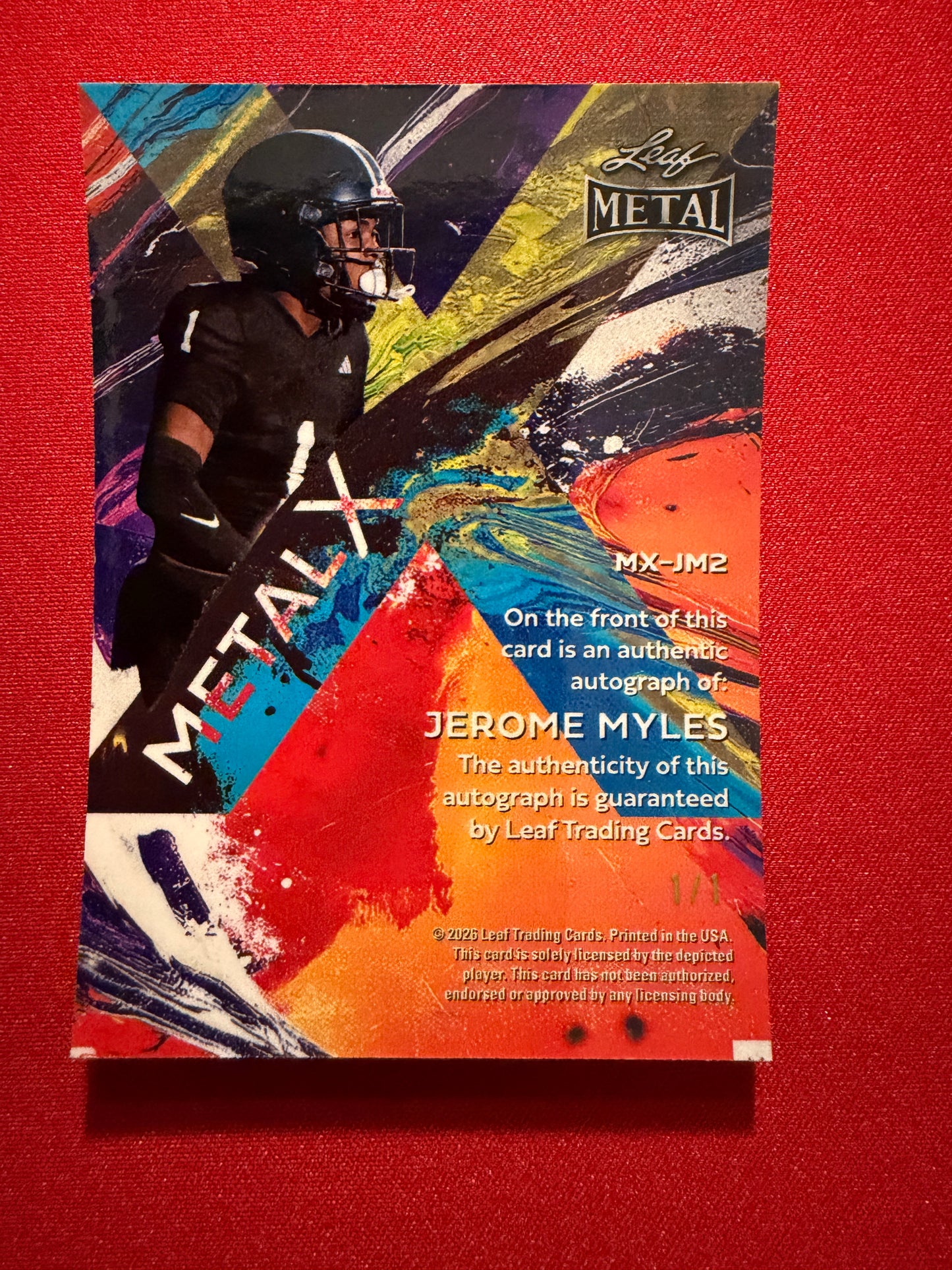 2026 Leaf Metal Football Jerome Myles Metal X Gold Prismatic 1/1