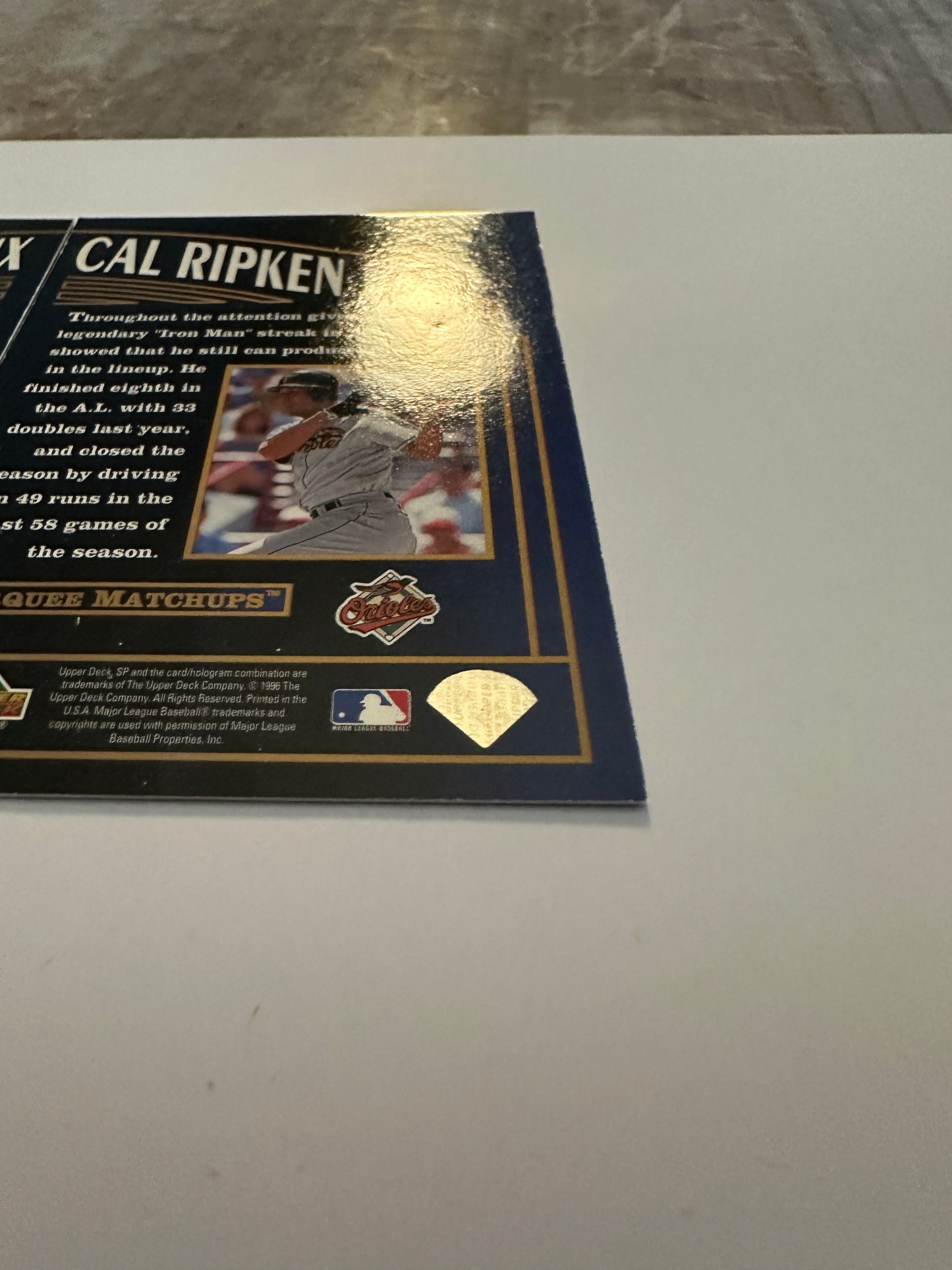 Cal Ripken Jr. #MM9/Greg Maddux #MM10 (1996 Upper Deck SP Marquee Matchups)