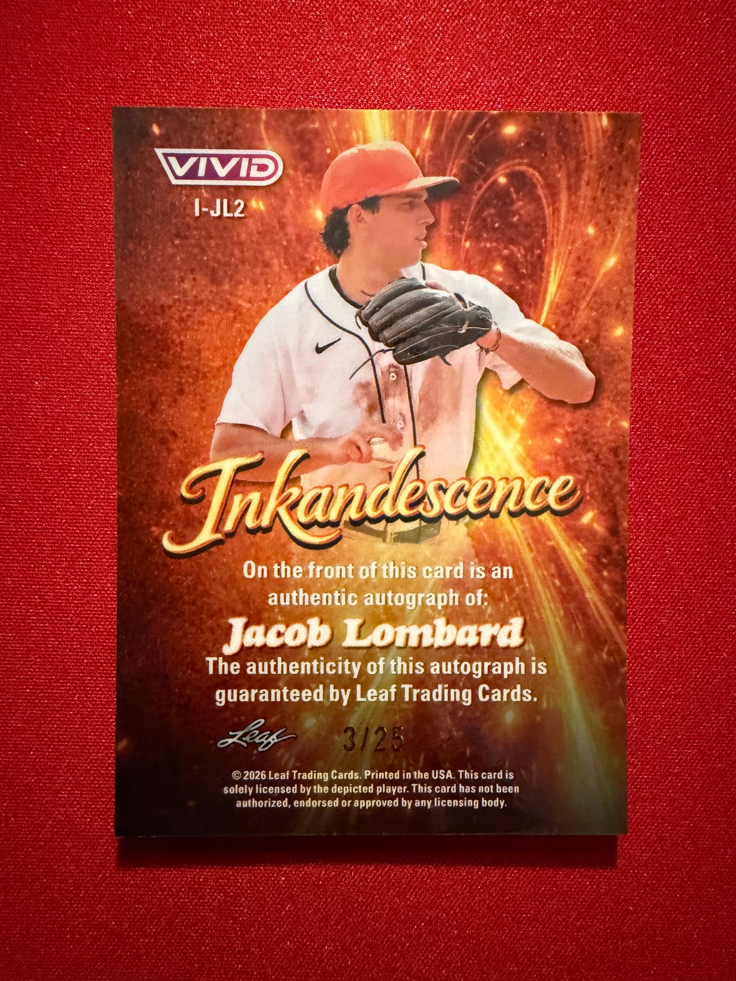 Jacob Lombard 2026 Leaf Vivid Inkadescence Auto /25