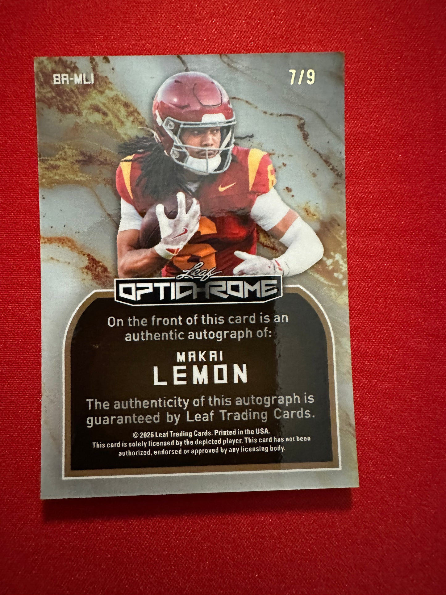 2026 Leaf Optichrome Makai Lemon SILVER SHIMMER AUTO /9 Eagles 1st Rd BA-ML1