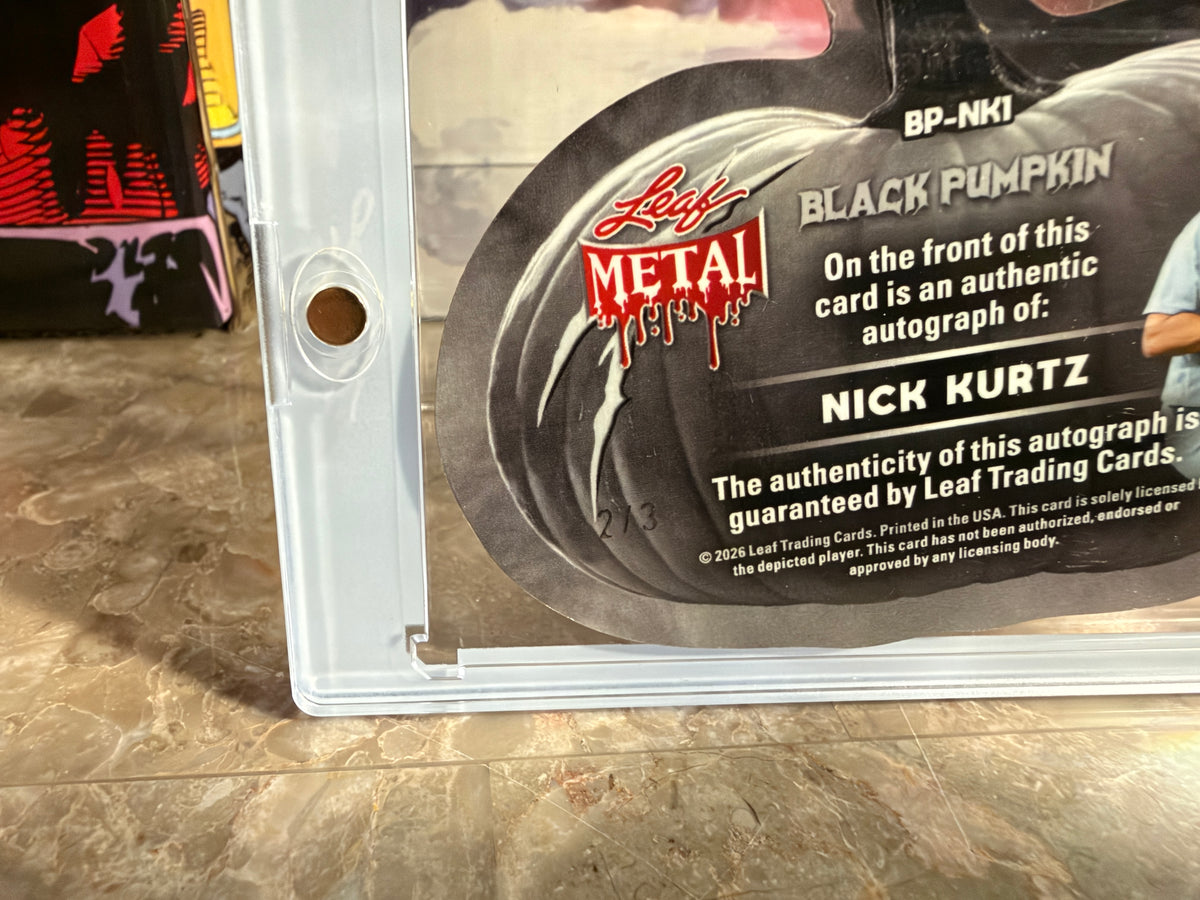 Nick Kurtz 2026 Leaf Metal Halloween Black Pumpkin Auto Orange /3