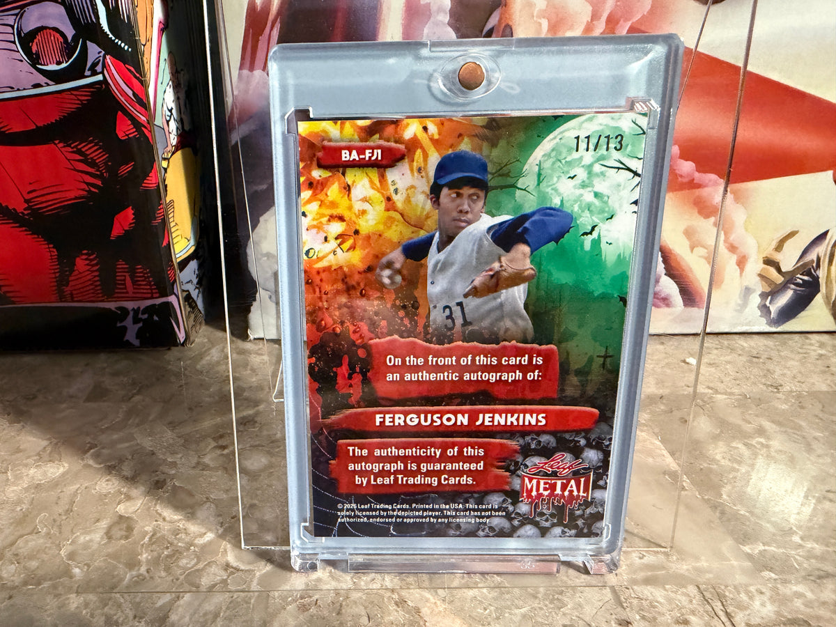 Ferguson Jenkins 2026 Leaf Metal Halloween Base Auto Spiderwebs Shimmer /13