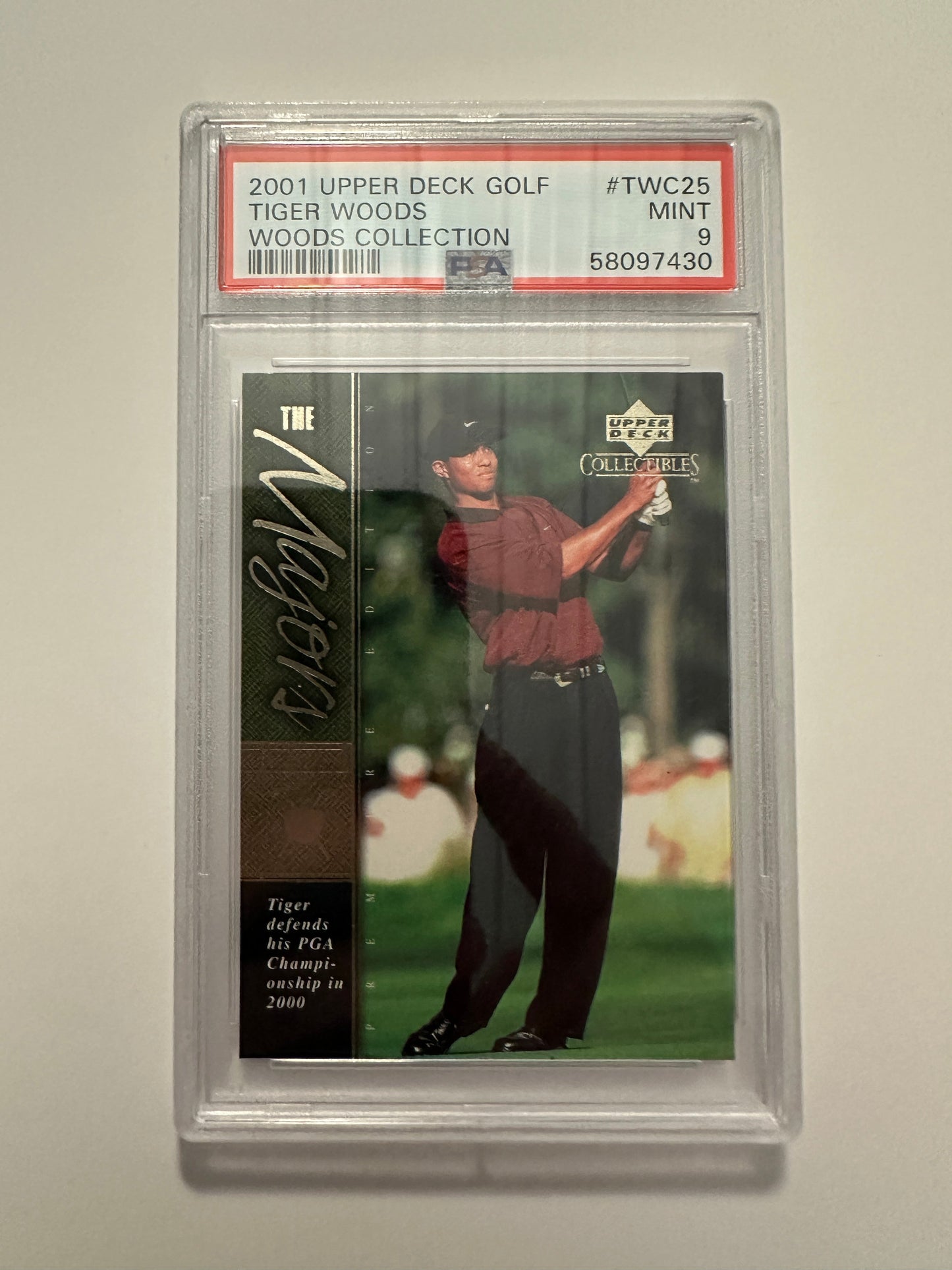 Tiger Woods #TWC25 PSA Graded Mint 9 (2001 Upper Deck Woods Collection)
