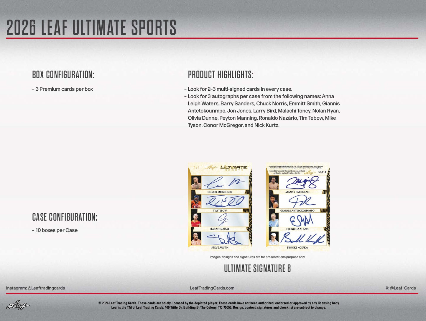 2026 Leaf Ultimate Sports Hobby 10-Box Case