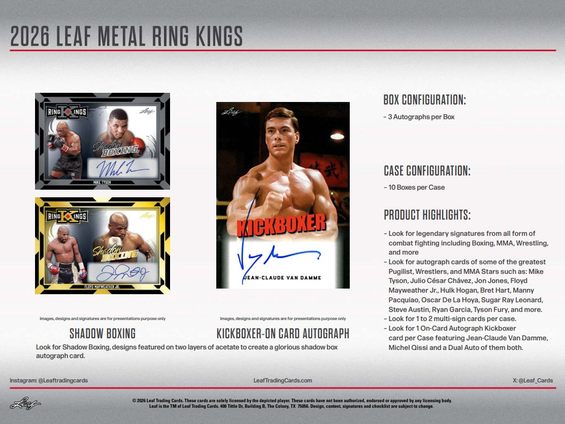 2026 Leaf Metal Ring Kings Hobby 10-Box Case