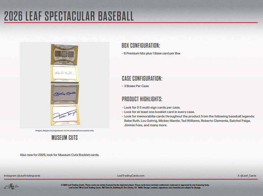 2026 Leaf Spectacular Baseball Hobby Box