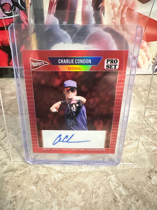Charlie Condon 2026 Pro Set 1989 Mini Orange Prismatic Autograph 1/1