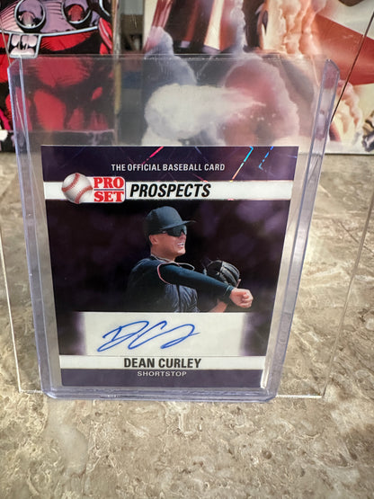 Dean Curley 2026 Leaf Pro Set 1990 Mini Purple Prismatic 1/1 Autograph