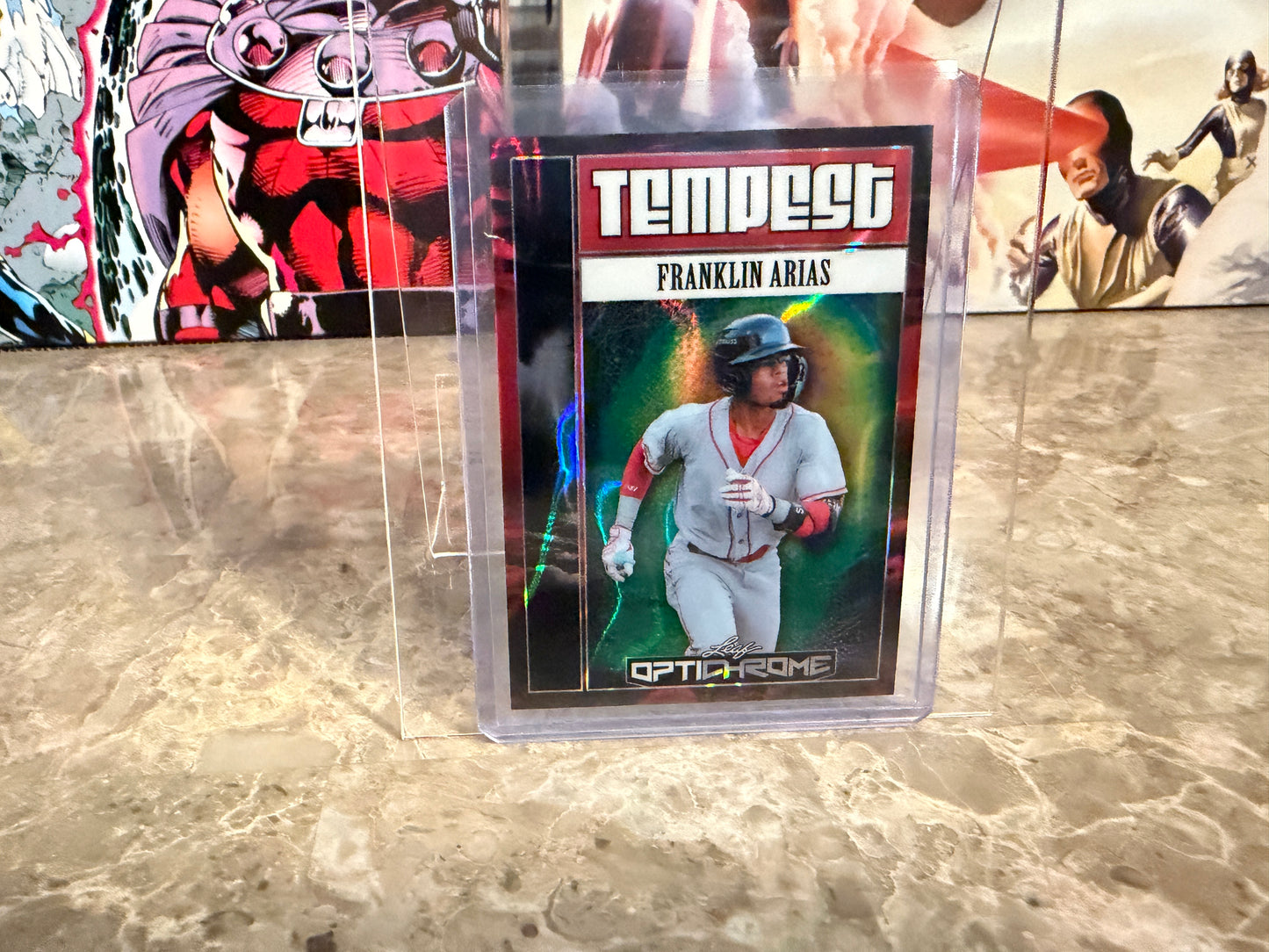 Franklin Arias 2025 Leaf Optichrome Baseball Tempest Auto Red Lava 1/1