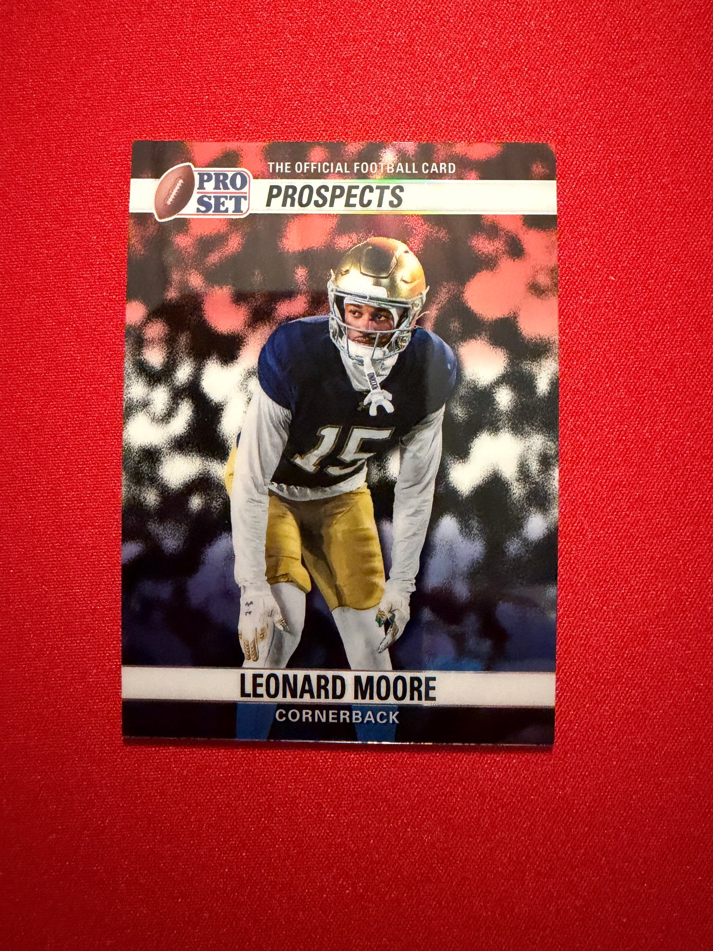 Leonard Moore 2026 Leaf Pro Set Metal Football 1990 Red White Blue /10