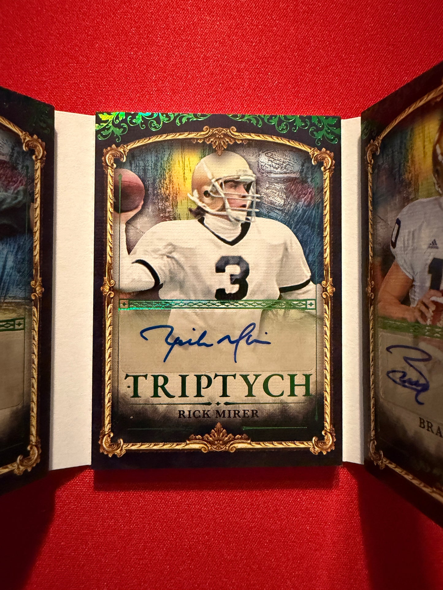 2026 Leaf Art of Sport Notre Dame Triptych Triple Auto Booklet Montana Mirer Quinn Green /5