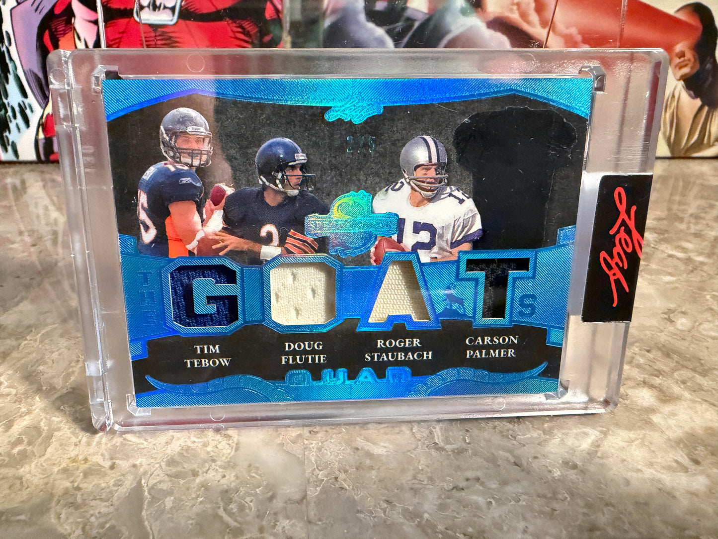 2026 Leaf Spectacular Football GOAT Quad-Patch Tebow Flutie Staubach Palmer /5