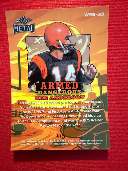 2026 Leaf Metal Football Ken Anderson Armed & Dangerous Blue Western /5