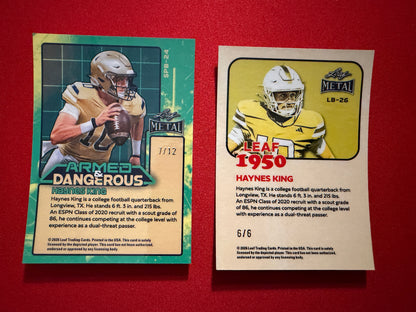 2026 Leaf Metal Football Haynes King 1950 Armed & Dangerous 2-Card Lot