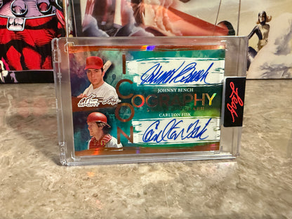 2026 Leaf Art of Sport Johnny Bench Carlton Fisk Iconography Dual Auto Bronze /10