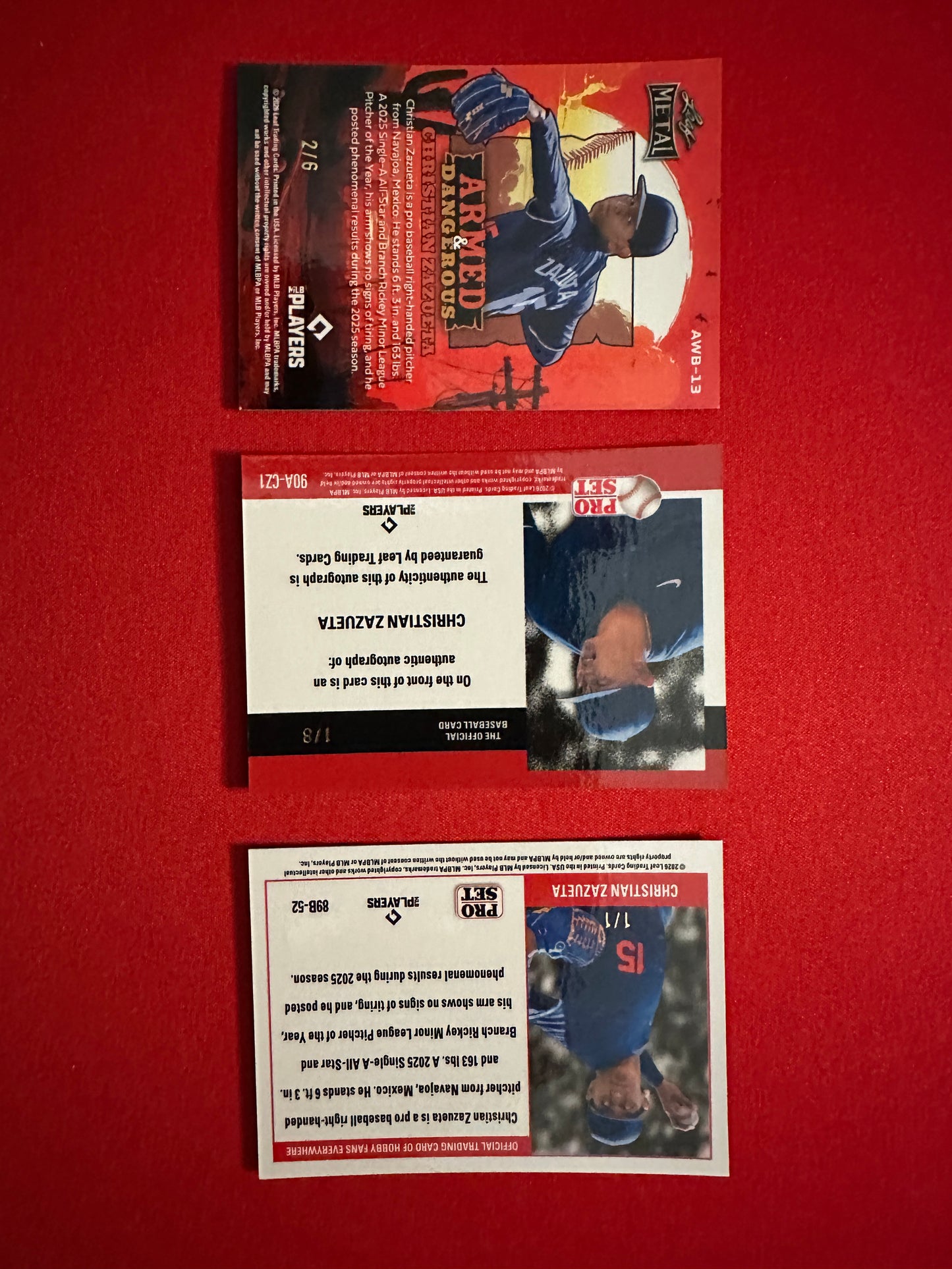 2026 Pro Set Christian Zazueta Black Lazer 1/1 & Purple Auto /8 Leaf Metal /6 Lot
