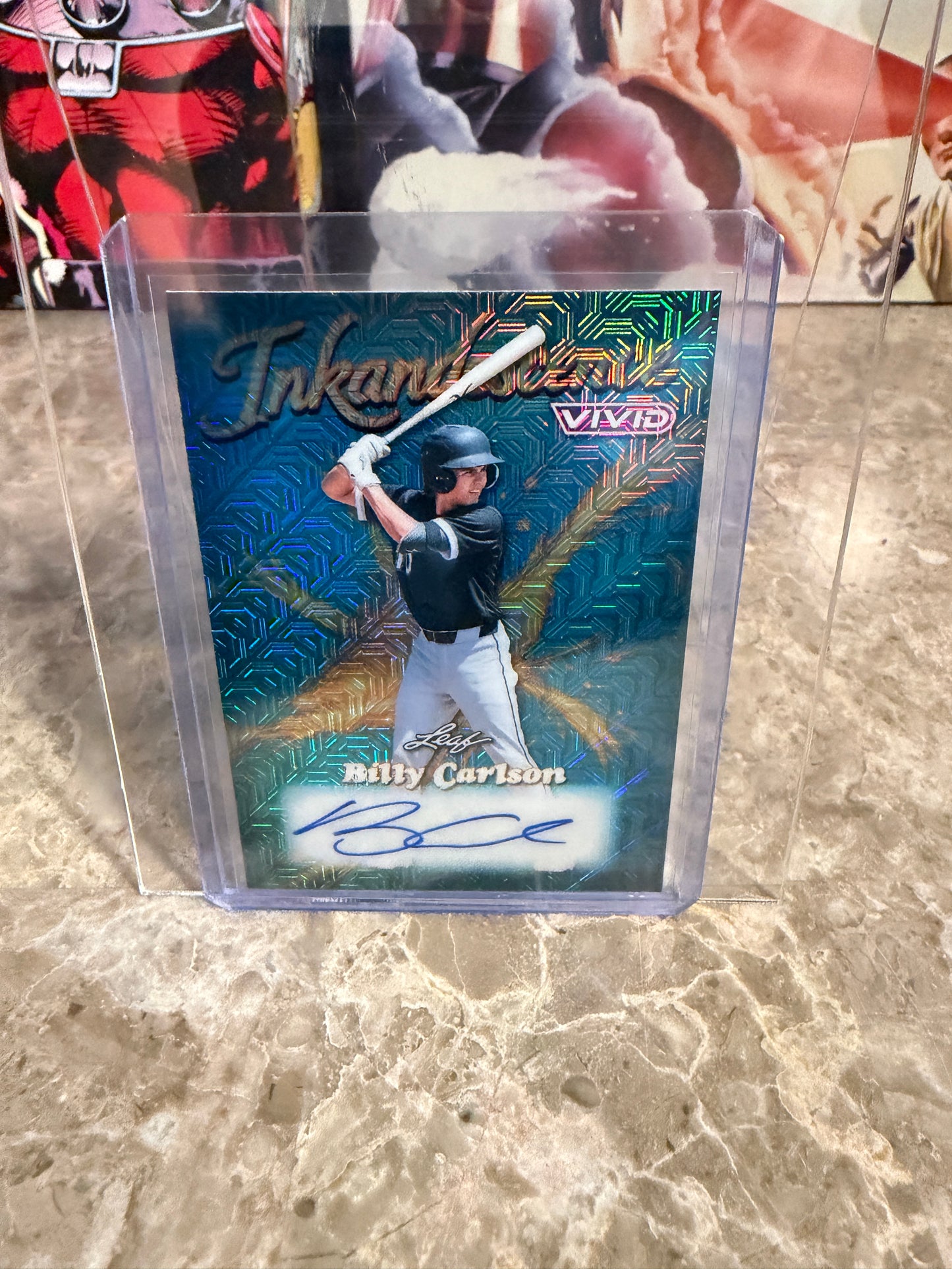 2026 Leaf Vivid Baseball Inkadescence Techno-Foil Teal Billy Carlson Autograph 11/25