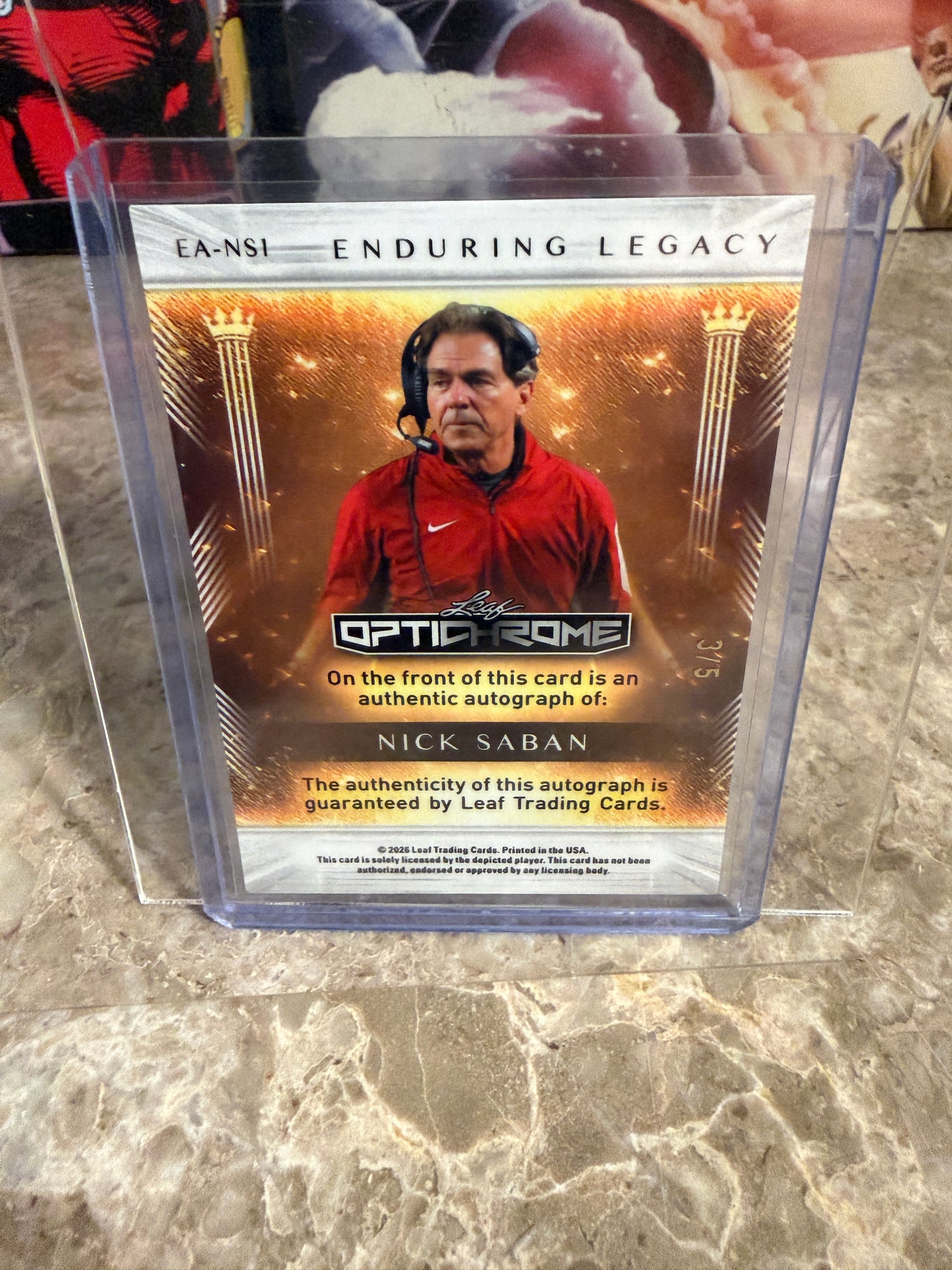 Nick Saban 2026 Leaf Optichrome Football Enduring Legacy Black Prismatic Auto /5