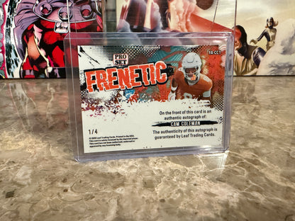 2026 Leaf Pro Set Metal Football Cam Coleman Frenetic Auto Orange Color Match 1/4