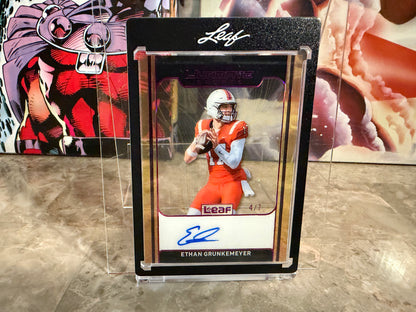 Ethan Grunkemeyer 2026 Leaf Ultimate Sports Gold Leaf Clear Auto Purple /7