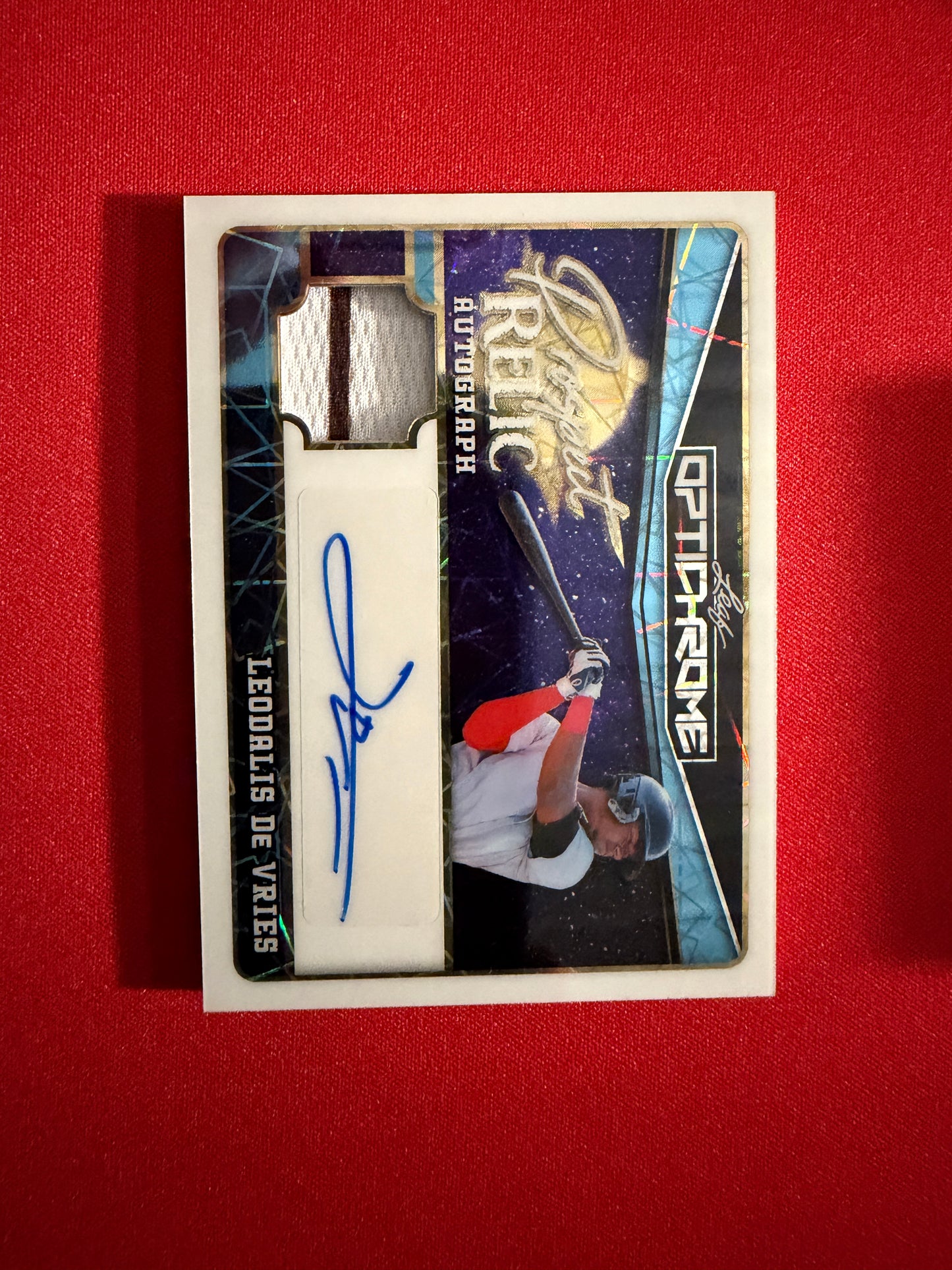 Leo De Vries 2025 Leaf Optichrome Baseball Prospect Relic Auto 7/7 Bookend