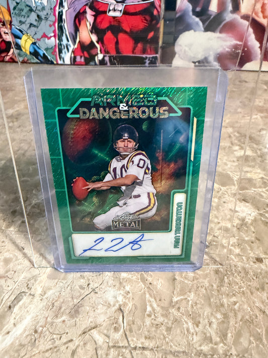 2026 Leaf Metal Football Armed and Dangerous Green Shimmer Auto 1/1 Fran Tarkenton
