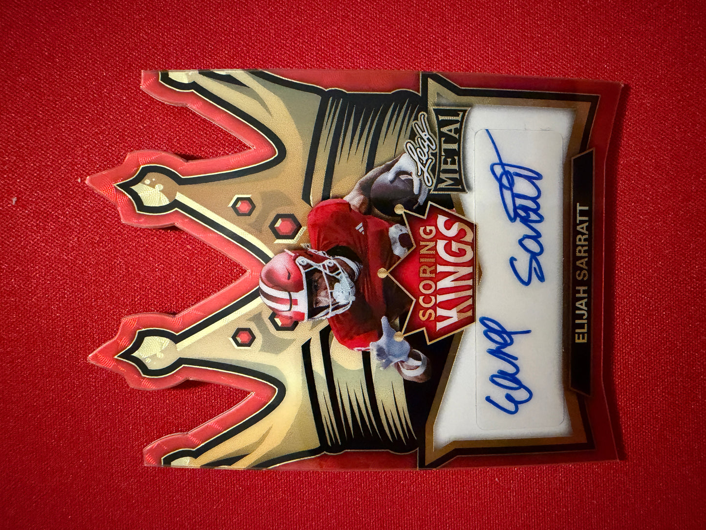 2026 Leaf Metal Football Elijah Sarratt Scoring Kings Auto Red Flood Super Prismatic 1/1
