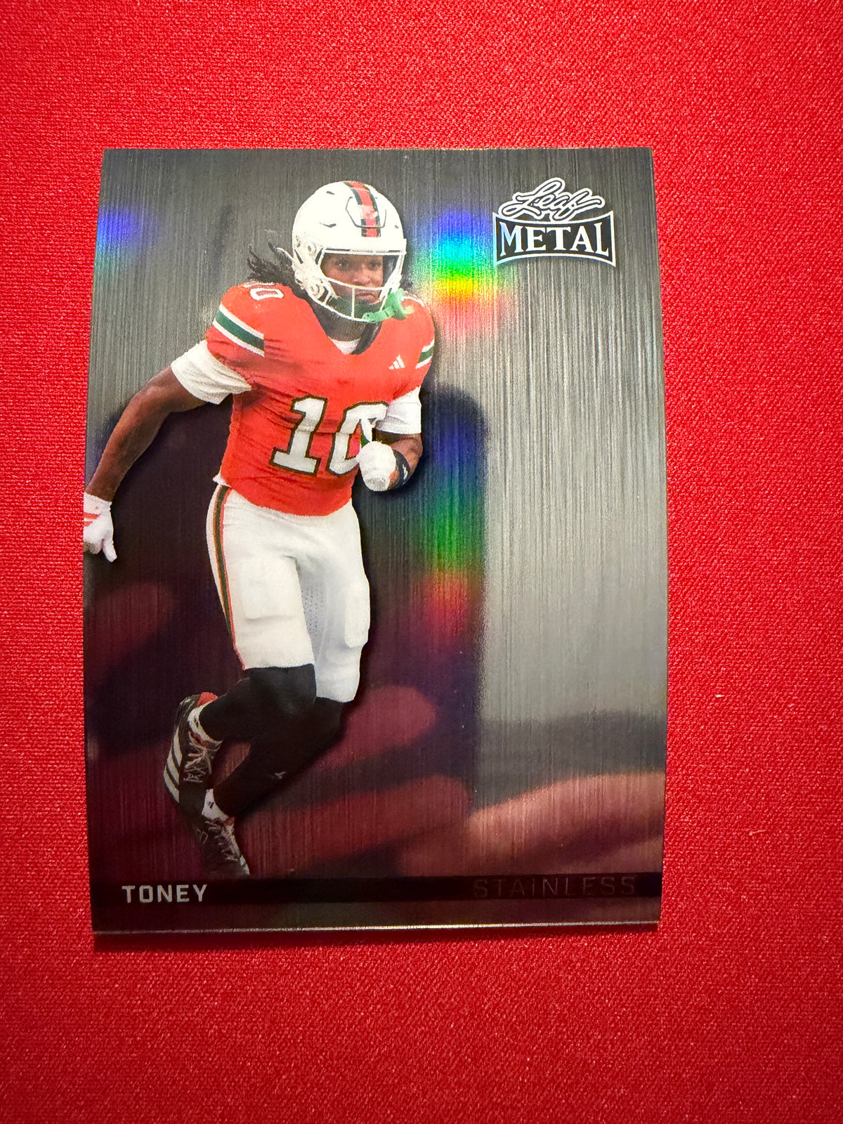 Malachi Toney 2026 Leaf Metal Football Silver Prismatic Stainless 1/12