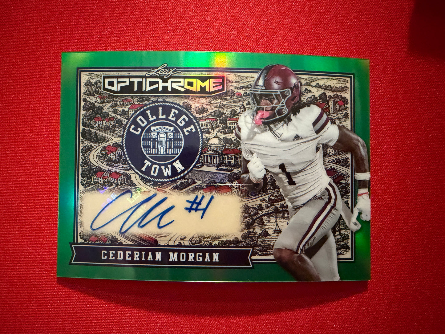 Cederian Morgan 2026 Leaf Optichrome College Town Auto Green 3/3 Bookend