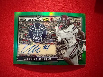 Cederian Morgan 2026 Leaf Optichrome College Town Auto Green 3/3 Bookend