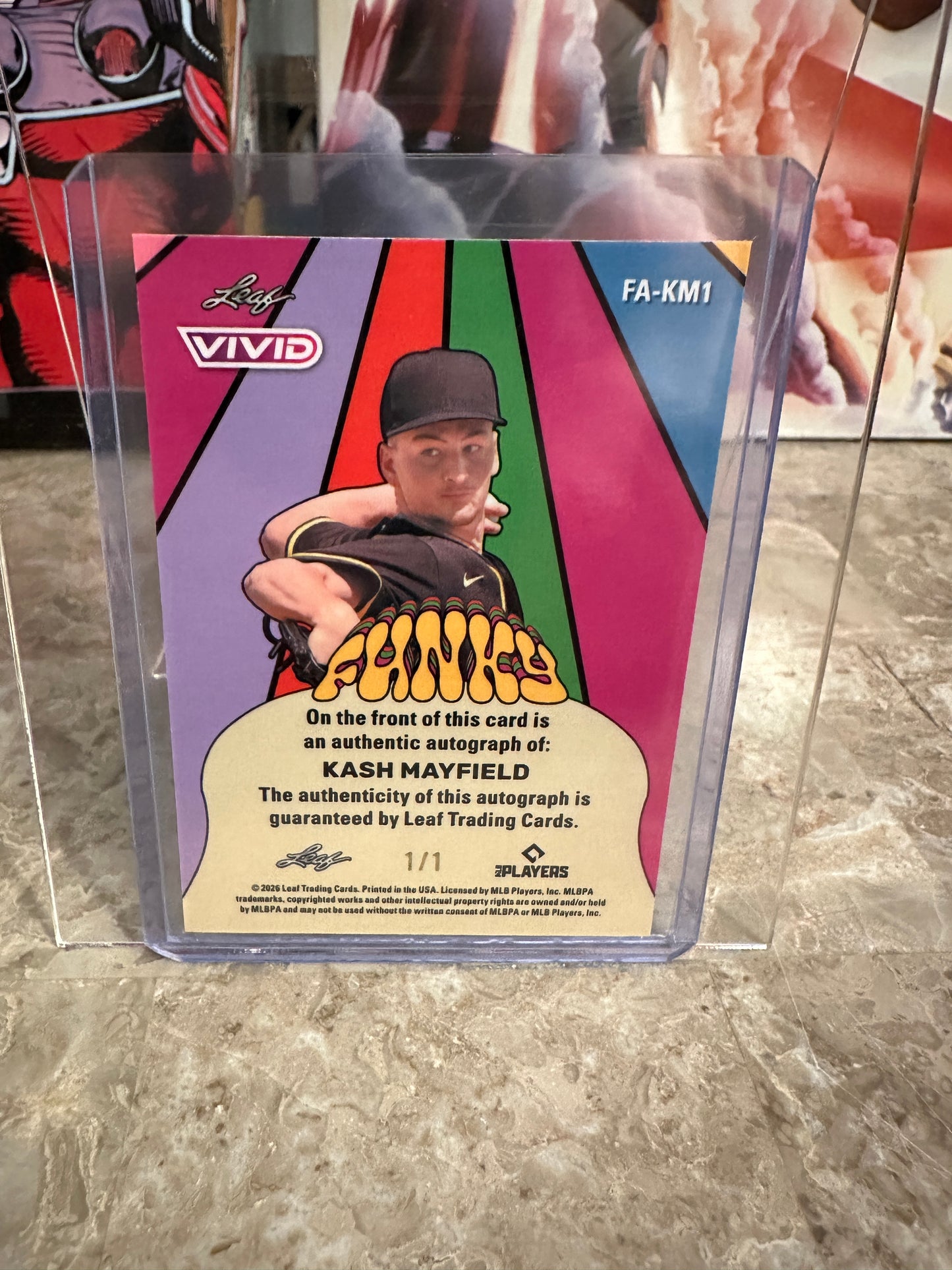 Kash Mayfield 2026 Leaf Vivid Funky Yellow Techno Foil AUTO 1/1 Padres 1st Rd