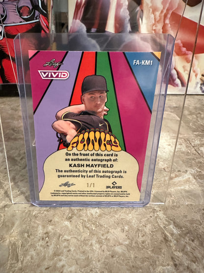 Kash Mayfield 2026 Leaf Vivid Funky Yellow Techno Foil AUTO 1/1 Padres 1st Rd