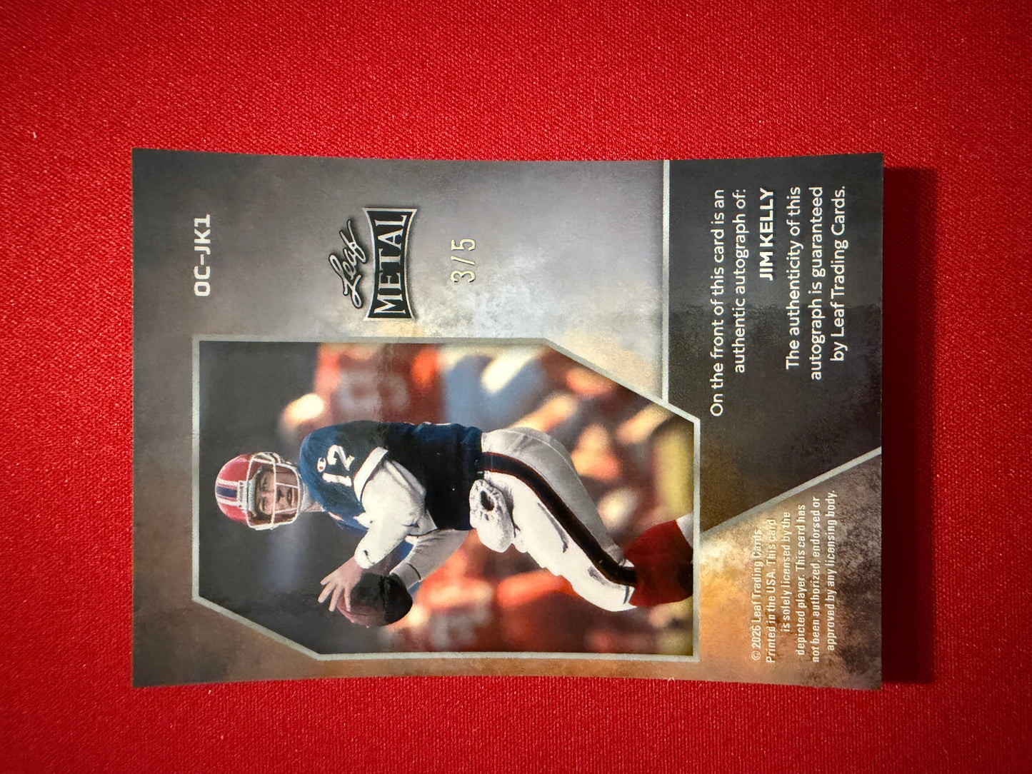 2026 Leaf Metal Football Jim Kelly On-Card Auto Blue Scope /5