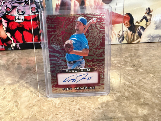 Trey Yesavage 2026 Leaf Electrum Baseball Base Auto Red w/ Gold Digital Foil 1/2