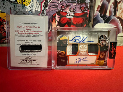 2025 Leaf Trinity Bryce Underwood/Juju Lewis Dual Rookie Auto Memo /35 Redemption