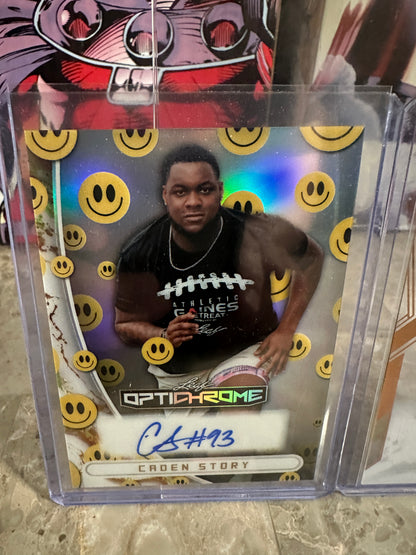 Caden Story Leaf Optichrome Smiley AUTO /7 & Trinity Clear /50 Clemson DT Lot