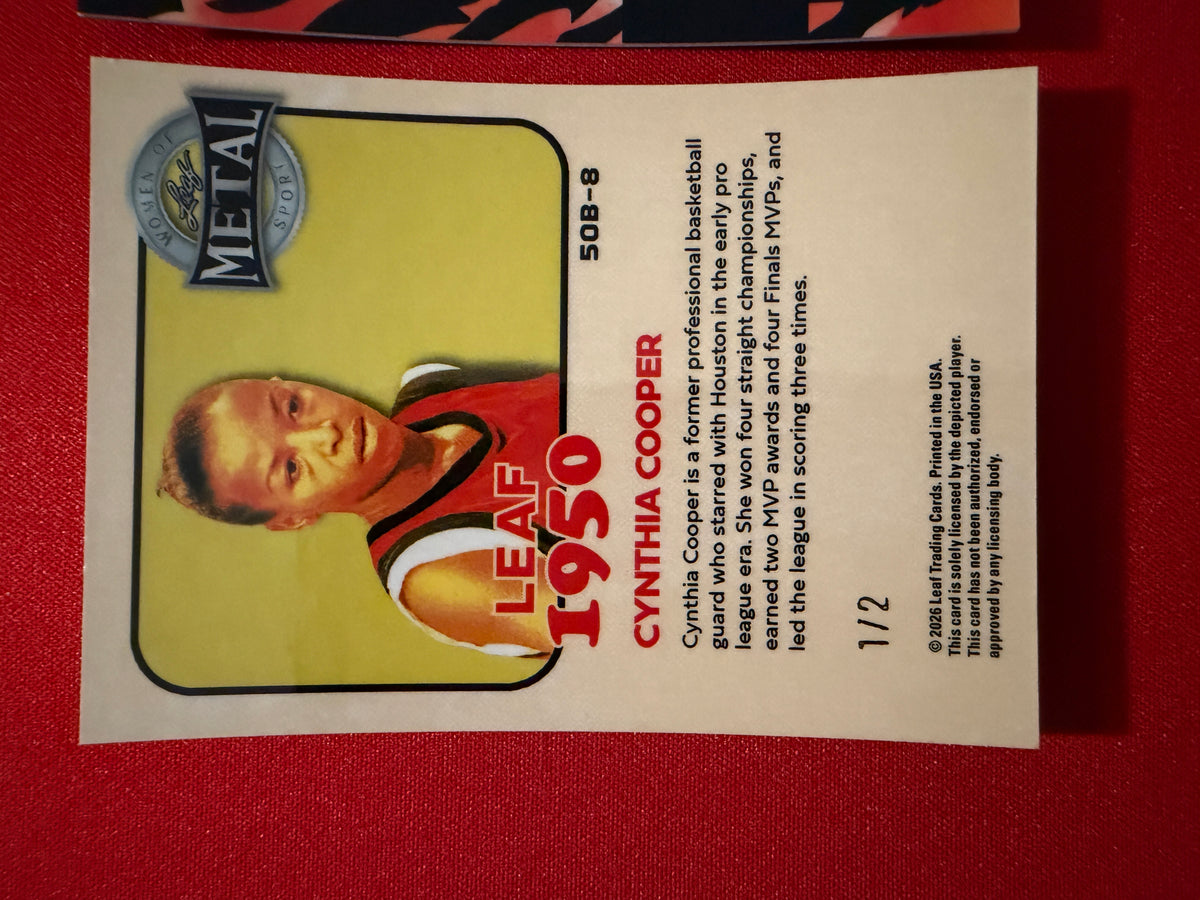 Cynthia Cooper 2026 Leaf Women of Sport Hear Me Roar Auto 1950 2-Card Lot