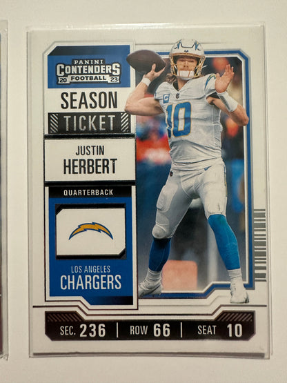 2023 Justin Herbert Card Lot - Prizmatic/Hype/Optic (2023 Panini)