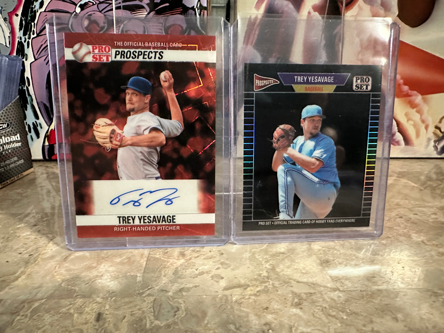Trey Yesavage 2026 Pro Set Metal 1/1 Red Lazer AUTO & 1989 Mini Black /2 Lot - Blue Jays