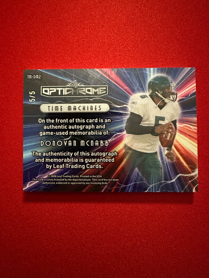 2026 Leaf Optichrome Donovan McNabb TIME MACHINES BLUE PATCH AUTO 5/5 Eagles